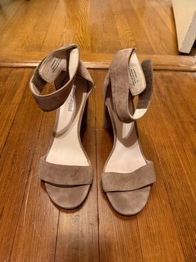 Jeffrey Campbell Taupe Suede Ankle-Strap Heels